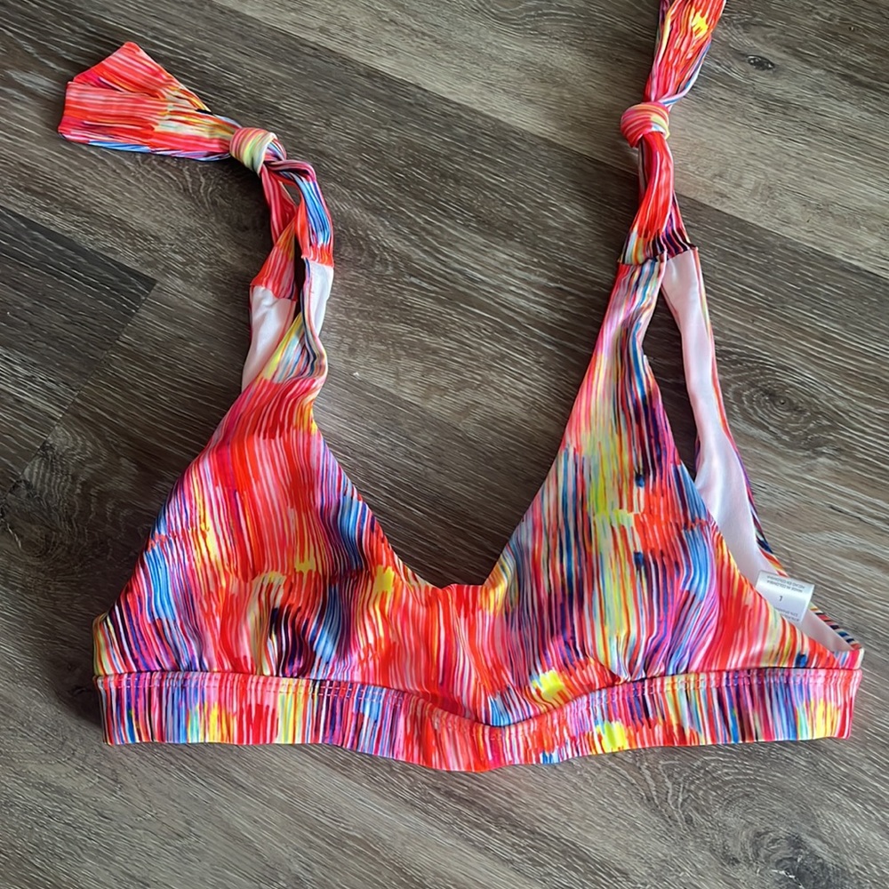 NWT Venus neon rainbow colored bikini swimsuit top M L - Picture 2 of 6